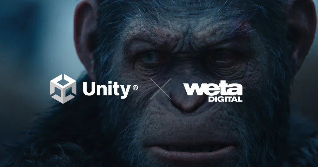 Weta x Unity logos on top of planet of the apes
